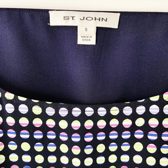 St. John Silk Polka Dot Sleeveless Top M - Picture 2 of 7